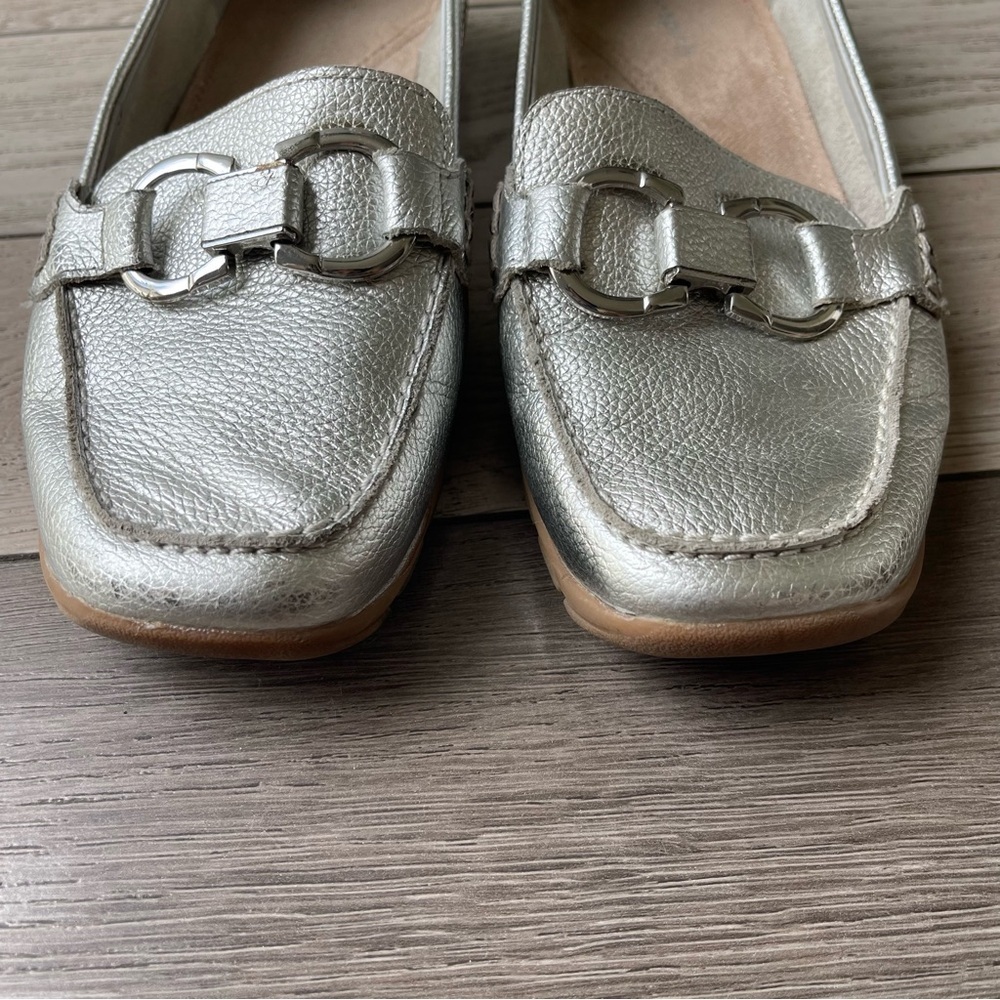 Easy Spirit Womens Avienta Leather Slip On Loafers Silver 11 Medium - Picture 7 of 9